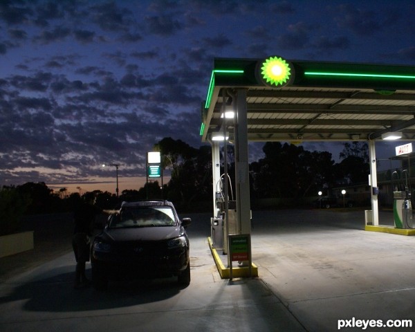 Early morning fill-up photoshop picture